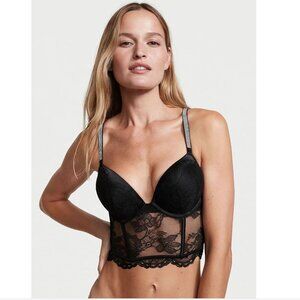 Victoria's Secret Shine 3 Piece Matching Lace Set w/ Lace Stockings